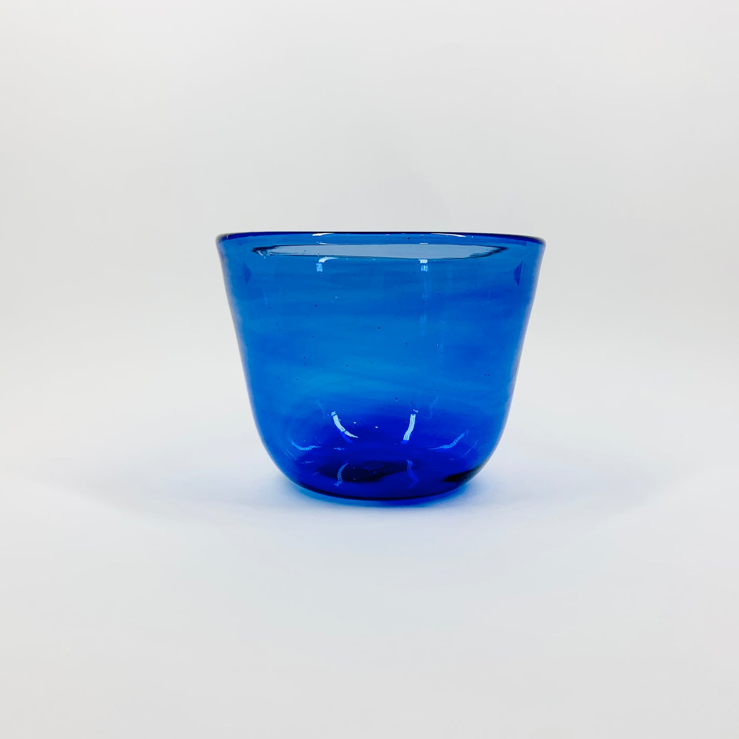 Vintage mouth blown cobalt blue art glass bowl