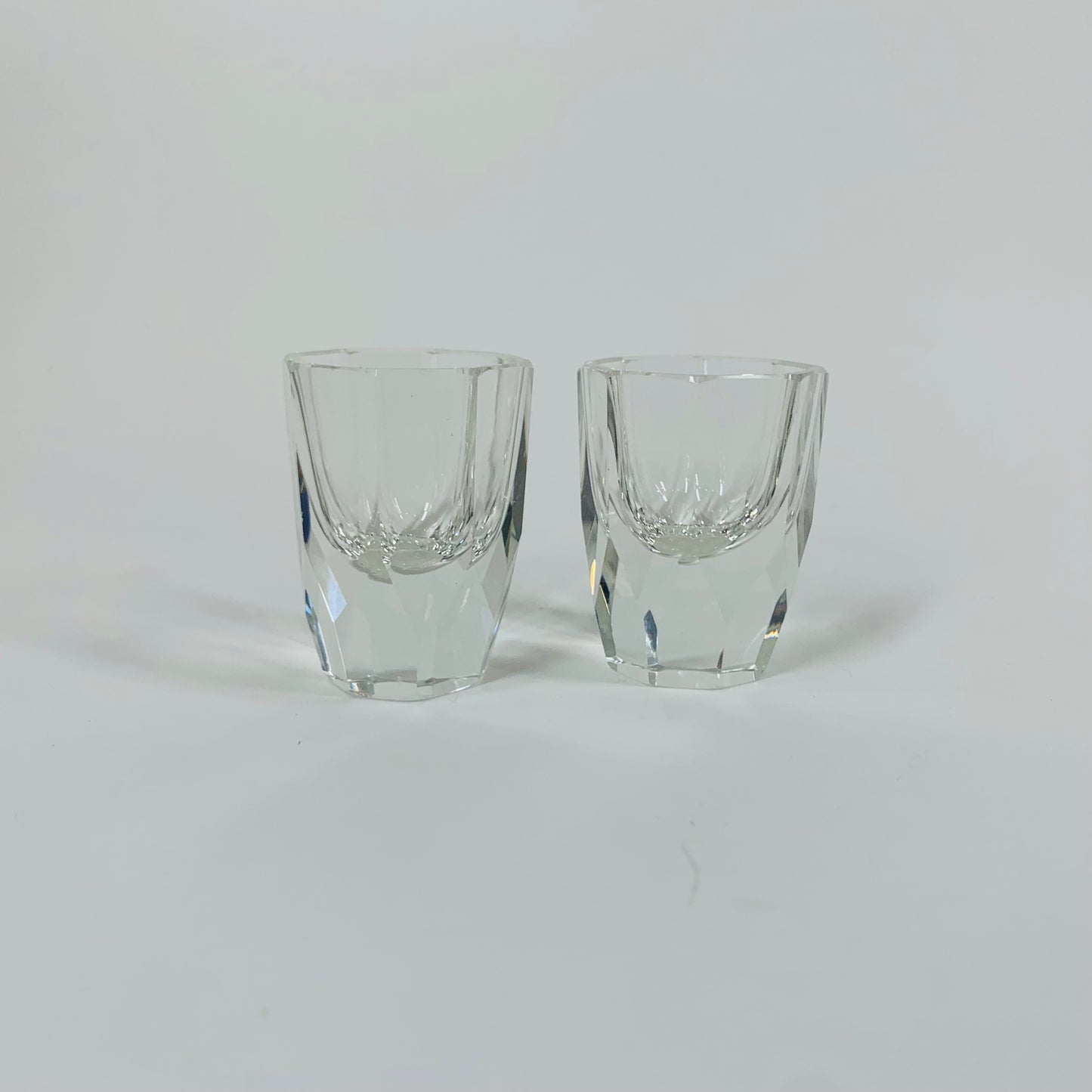 Extremely rare antique Art Deco hand cut Moser crystal shot glasses