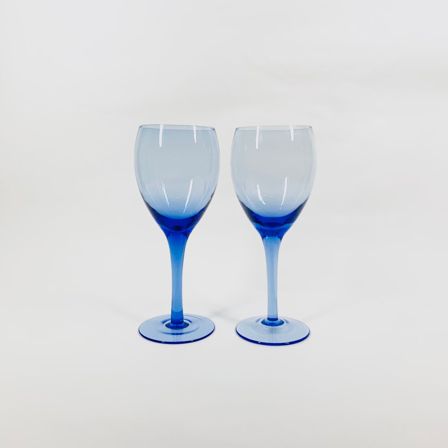 MCM hand made short stem blue wine glasses