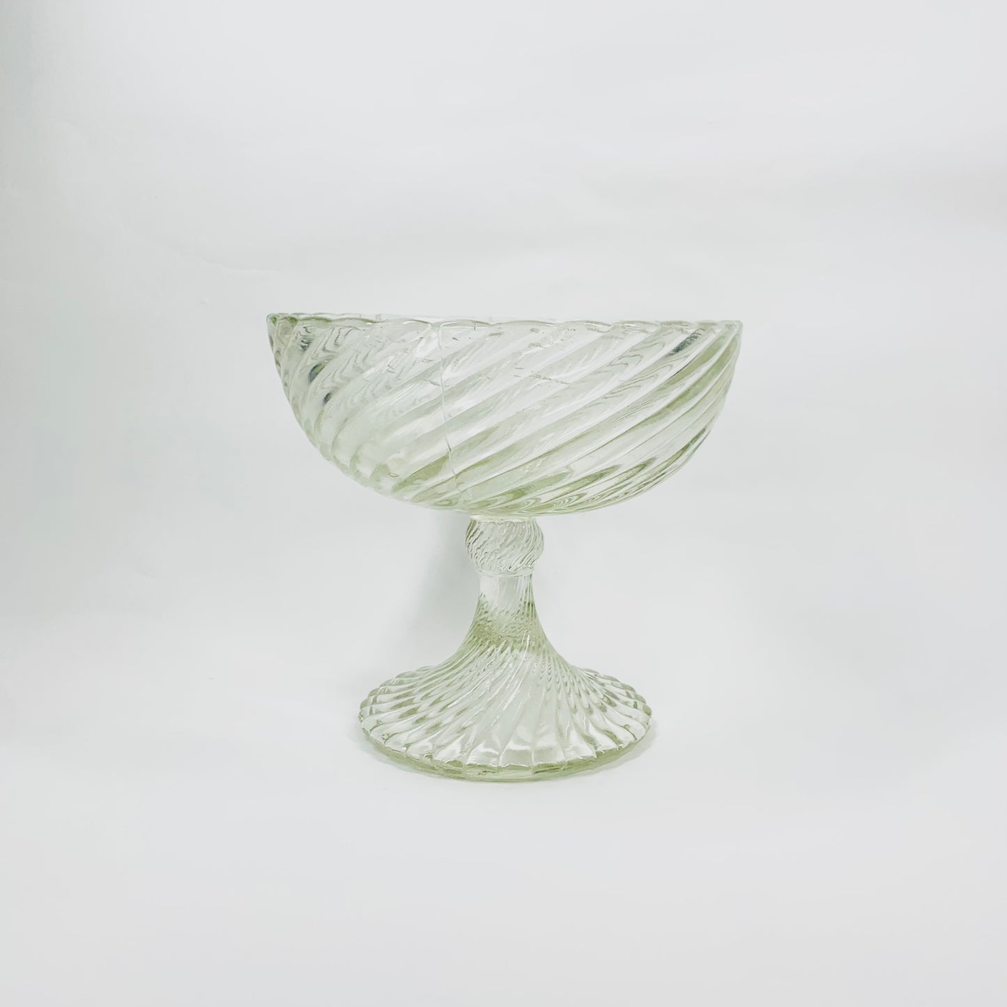 Antique pressed ribbed glass comport