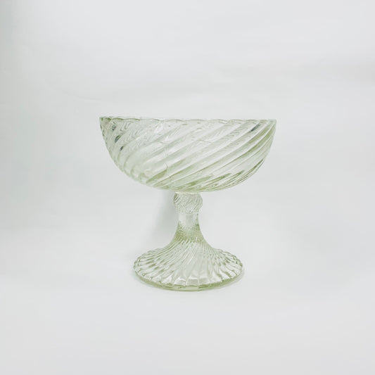 Antique pressed ribbed glass comport