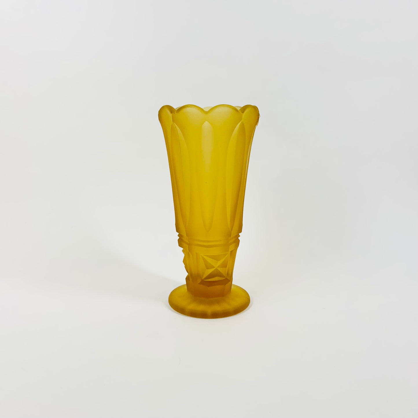 Antique Art Deco amber satin glass footed vase