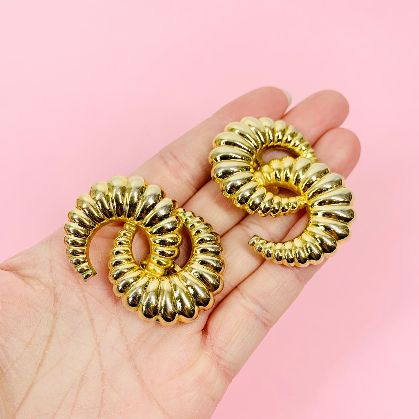 80s DOUBLE CRESCENT HOOPS EARRINGS