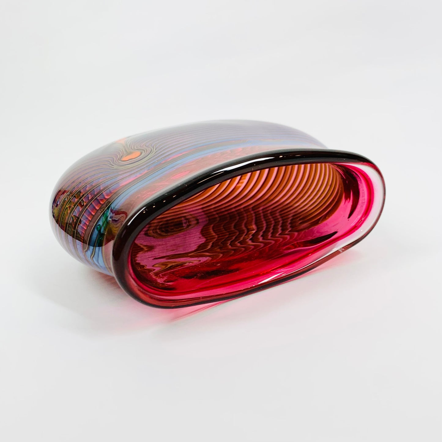 PINK OILSLICK ART GLASS POSY VASE