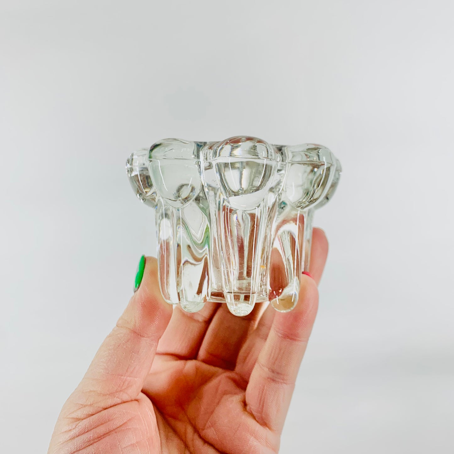 MCM France Reims clear glass candle holder