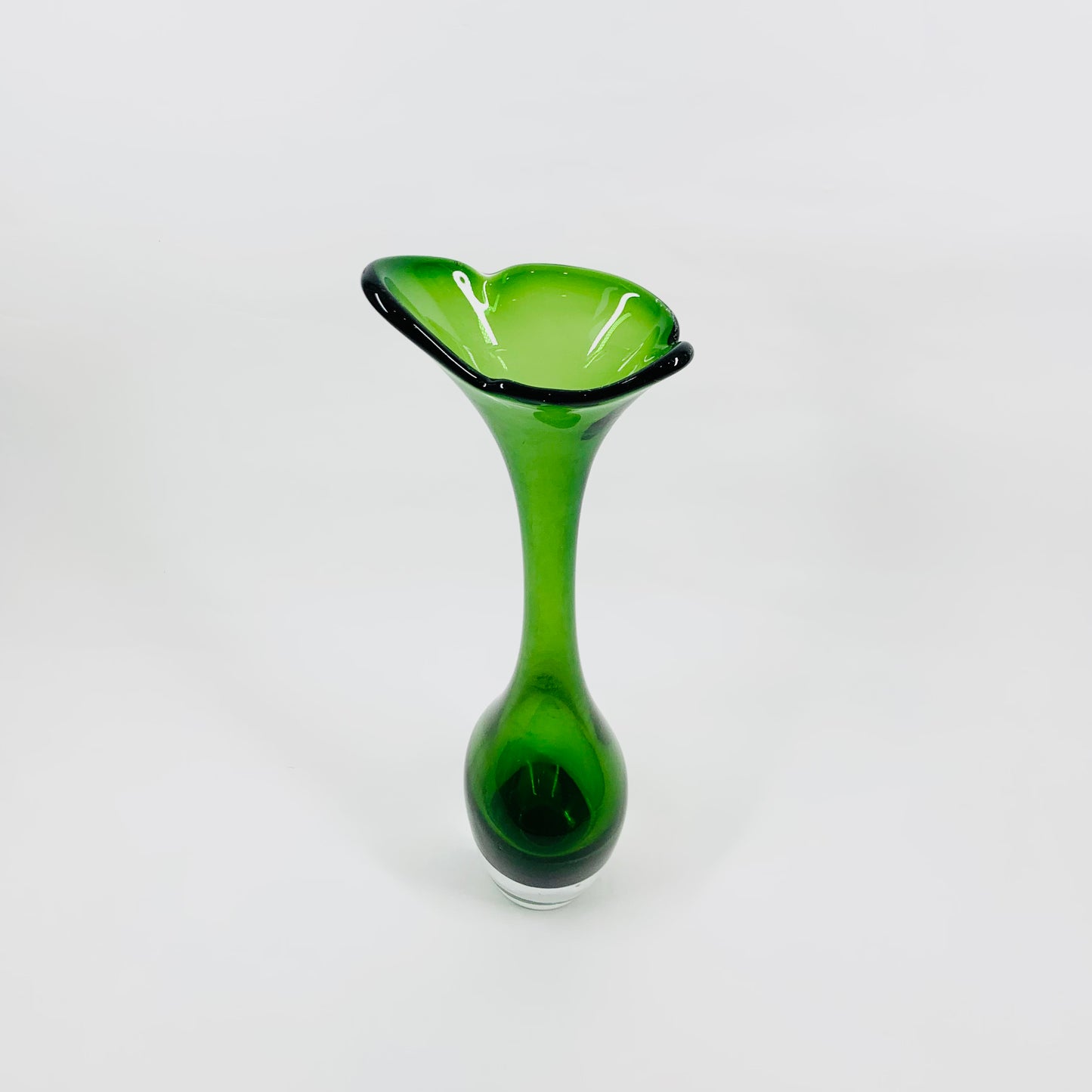 MCM Aseda sommerso green glass trumpet vase