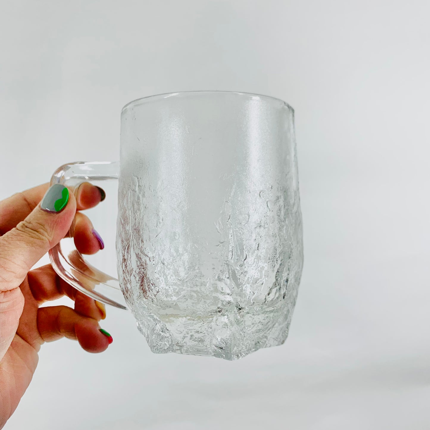 MCM German Glasshute thick ice glass mugs