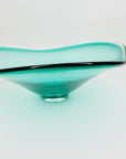 Extremely rare large MCM cased turquoise ombré glass Coquille bowl by Paul Kedelv