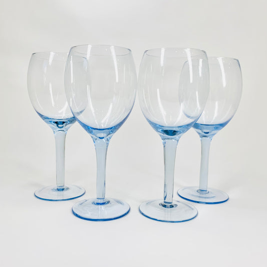 MCM hand made short stem blue wine glasses