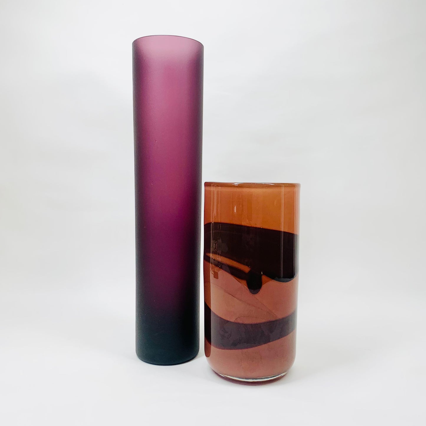 MCM mouth blown studio art glass tube vase