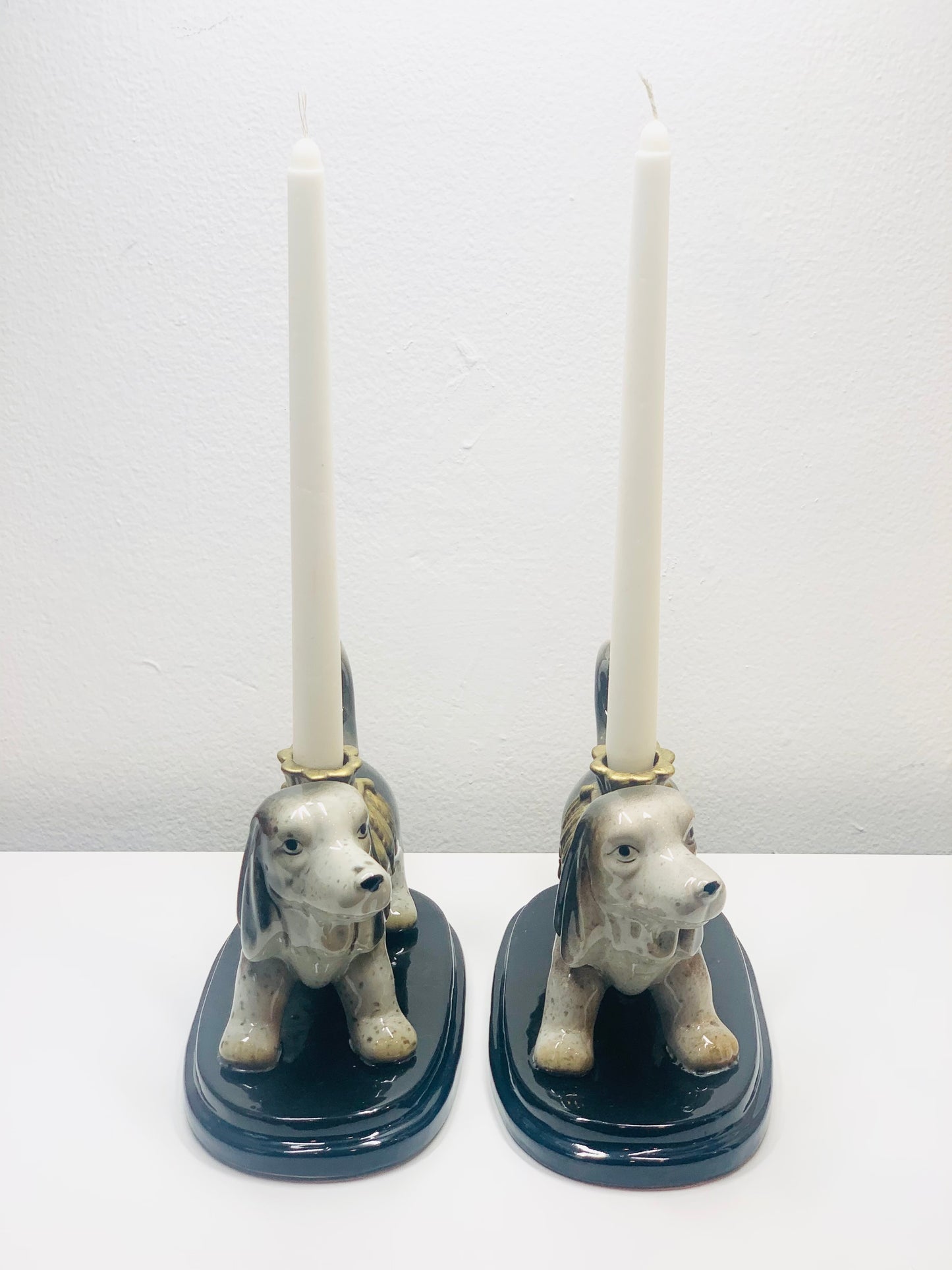 Retro Japanese dog figurine candle holder