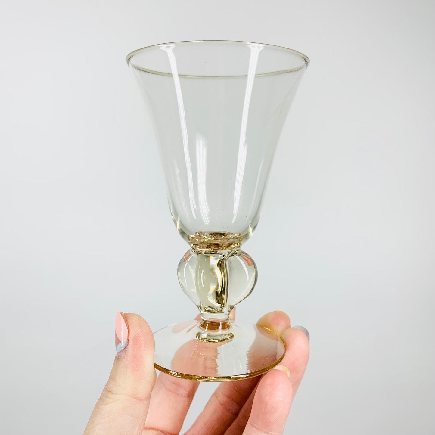 Rare Midcentury Swedish hand made citrine liqueur glasses with short stem
