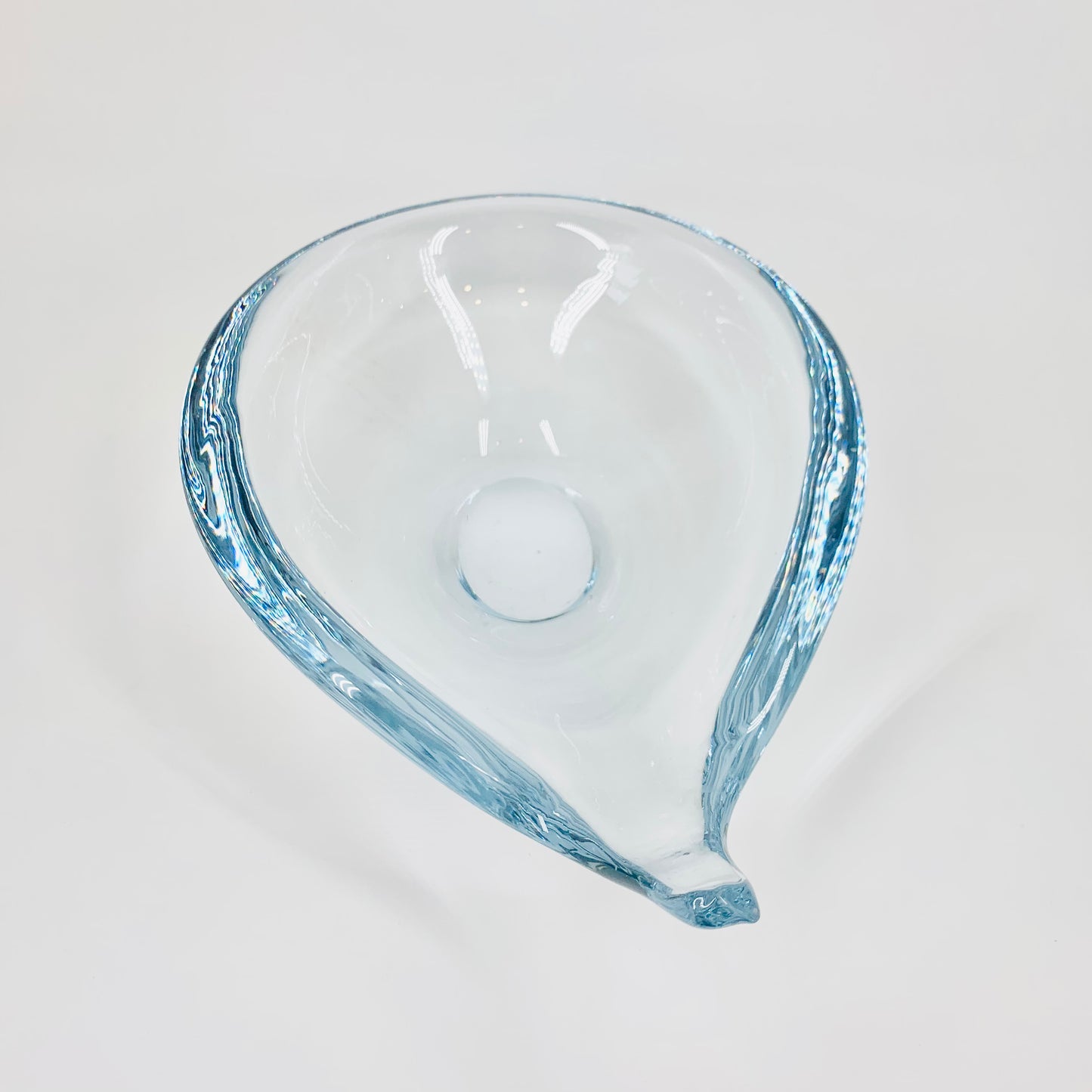 1960s Swedish Strombergshyttan modern glass tear drop bowl