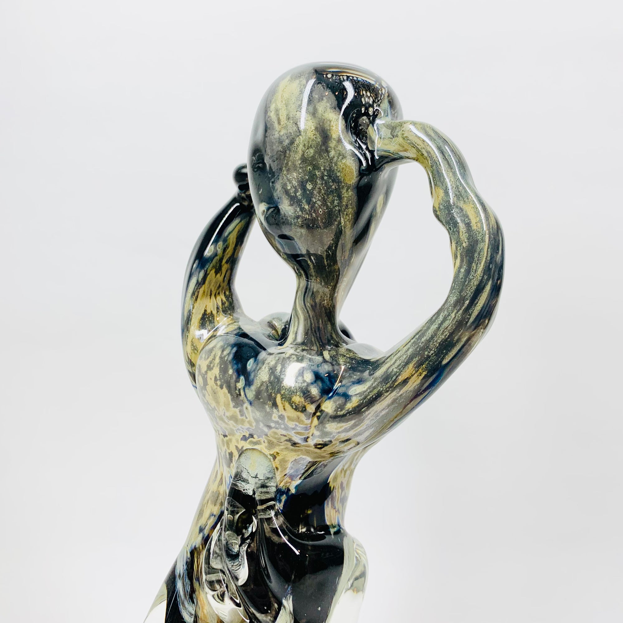 Vintage Murano abstract art glass sculpture of a dancer with aventurine