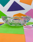 Large Midcentury clear pressed glass ashtray rose pattern