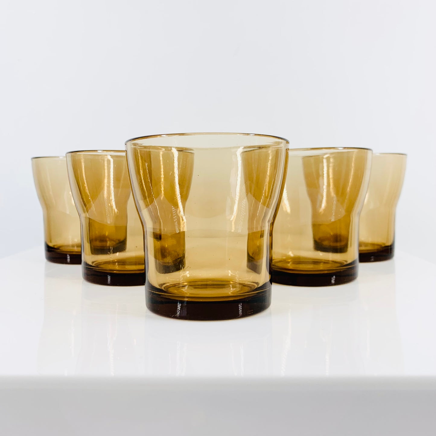 Vintage amber brown Duralex water glasses