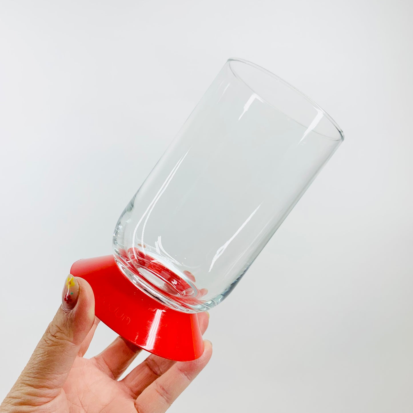 Retro Bodum tall water glasses/highball with red sleeves
