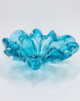 Rare Midcentury Murano turquoise sommerso glass bowl/ashtray with controlled bubbles