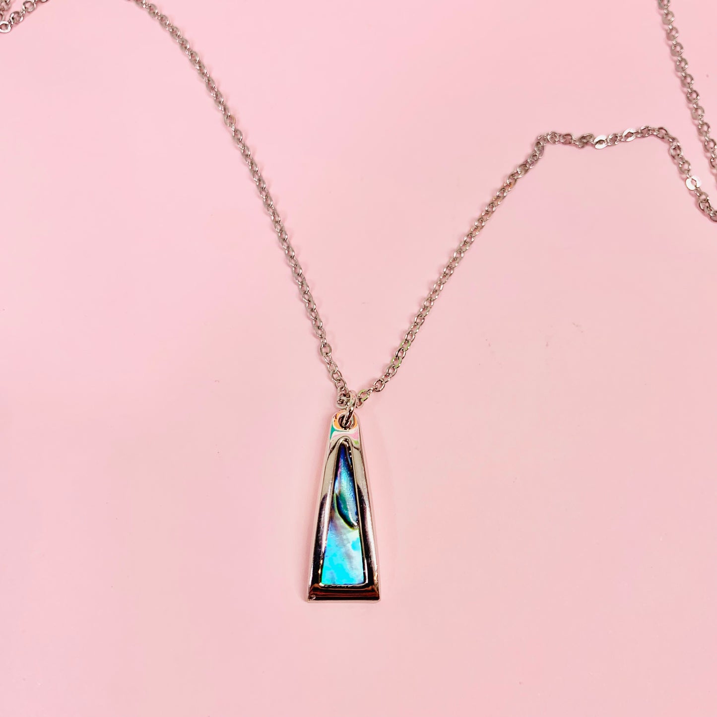 1980s silver plated chain with blue drop pendant
