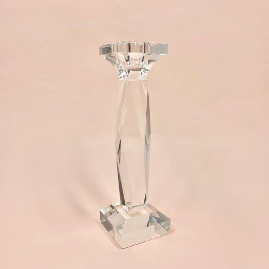Art Deco Hollywood Regency solid cut crystal candle holder