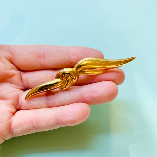 1970s French plated scarf ribbon brooch