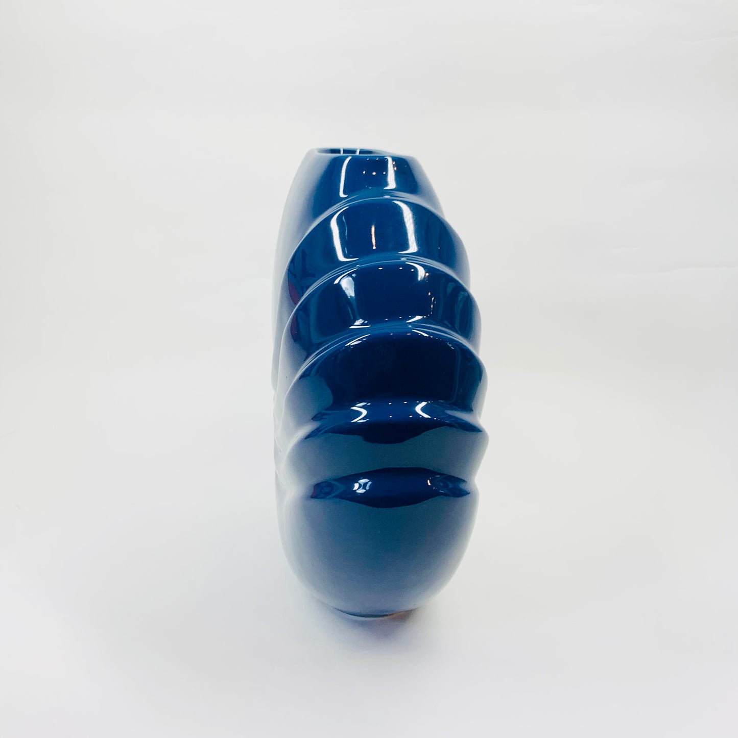 Rare 1970s Japanese blue porcelain round vase