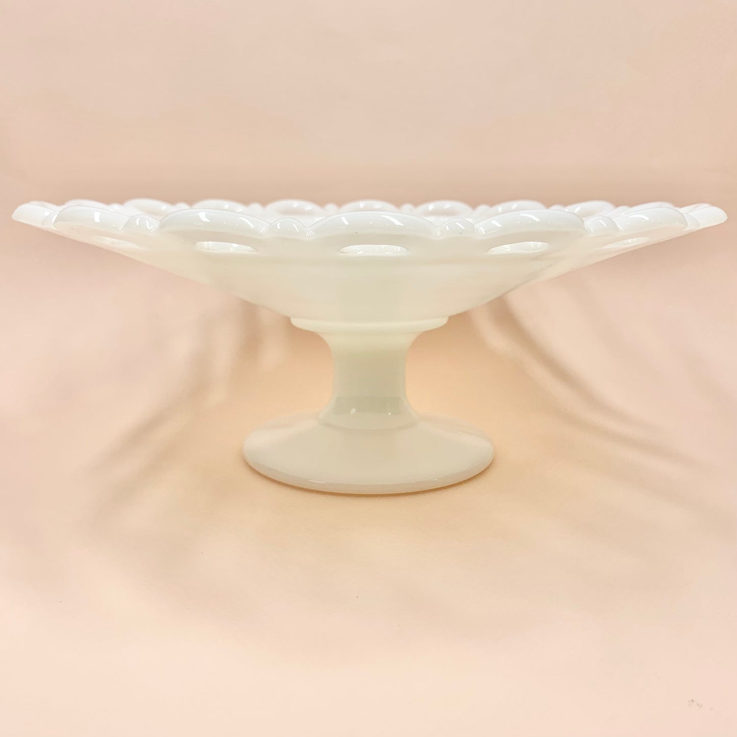 Antique milk glass footed comport