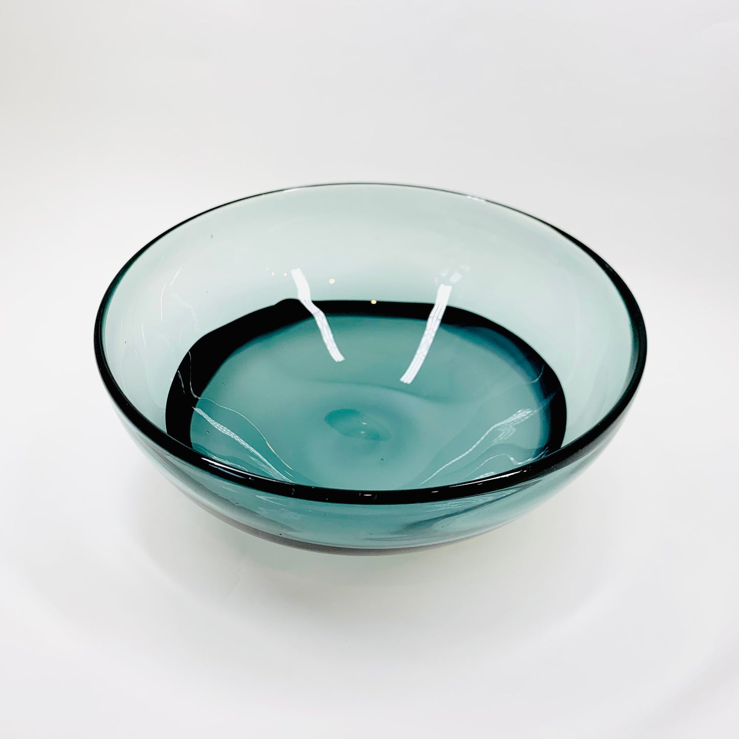 1980s heavy cased grey white Murano art glass bowl