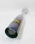 Vintage stunning mouth blown purple art glass with gold aventurine bottle vase with flare rim