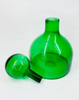 Rare mouth blown vintage Pols Potten green glass decanter bottle with matching stopper