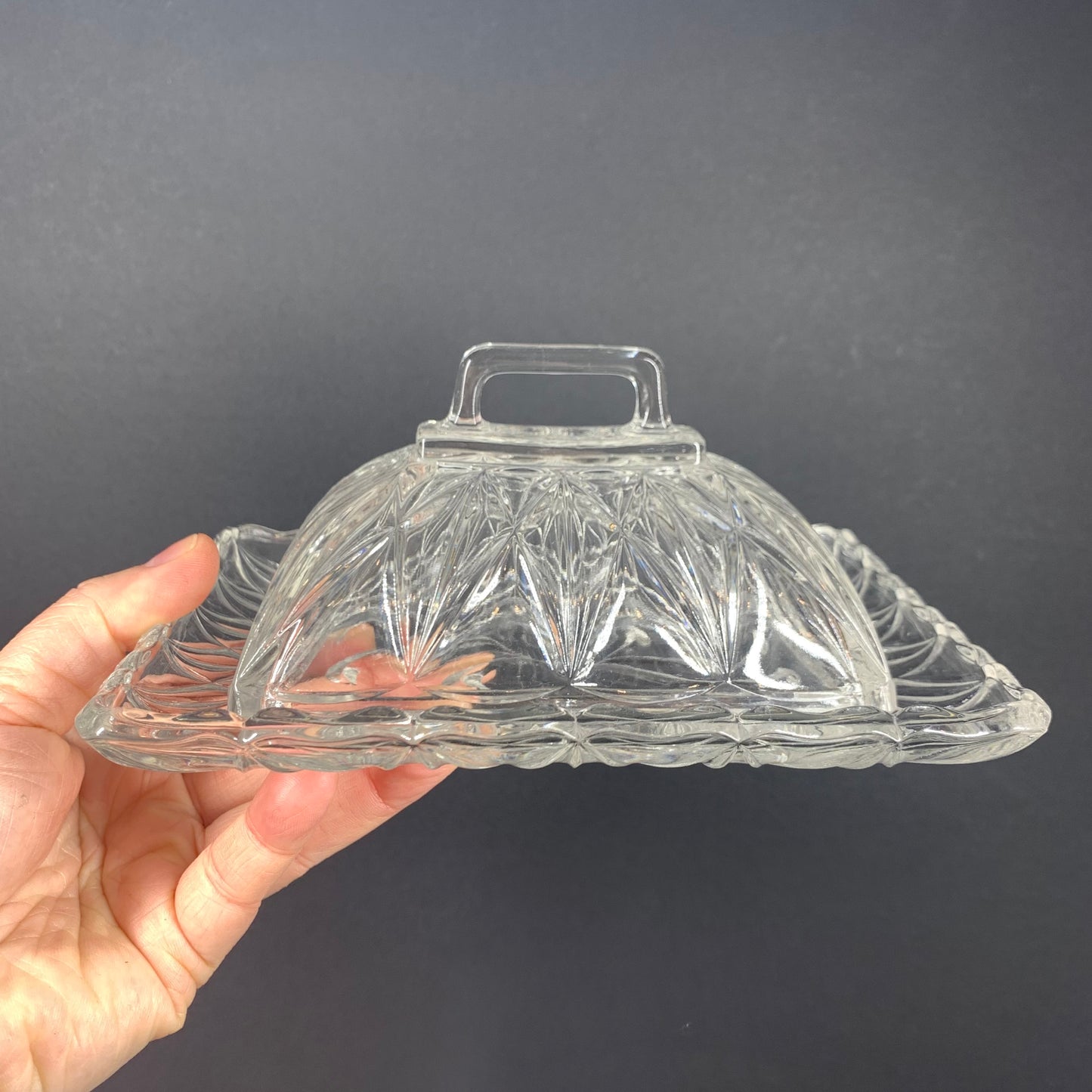 Antique pressed glass butter dish