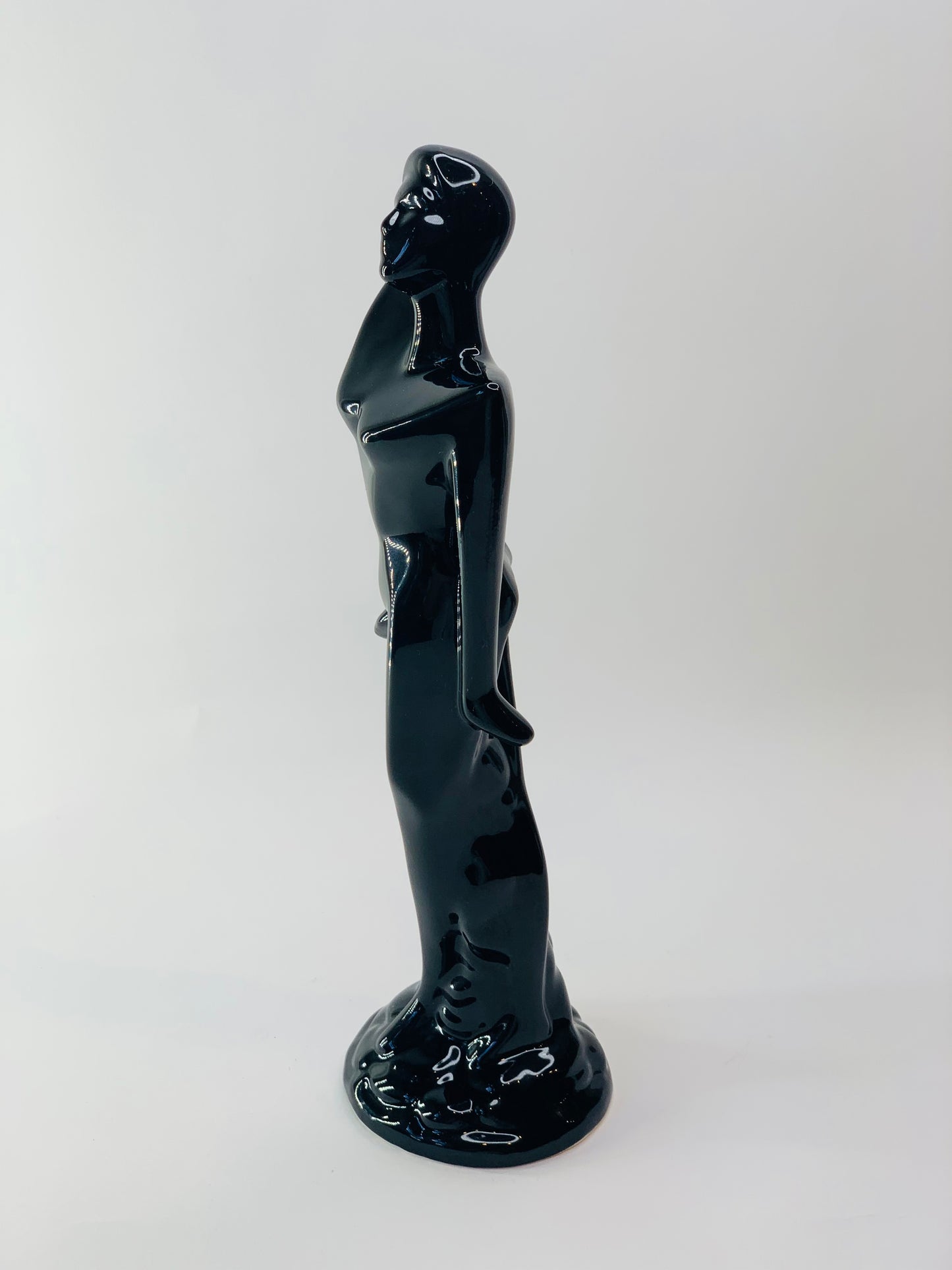 MCM black porcelain statute of waiter