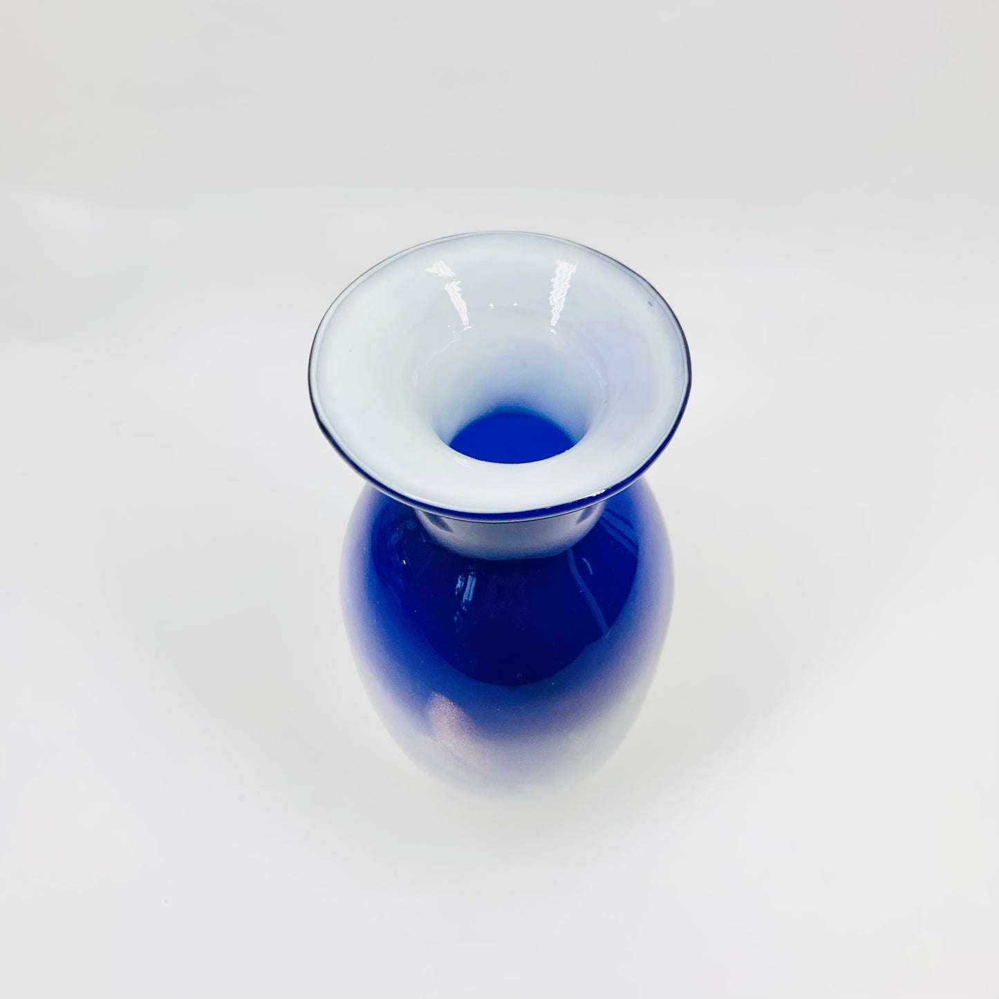 Vintage Italian blue art glass posy vase with aventurine