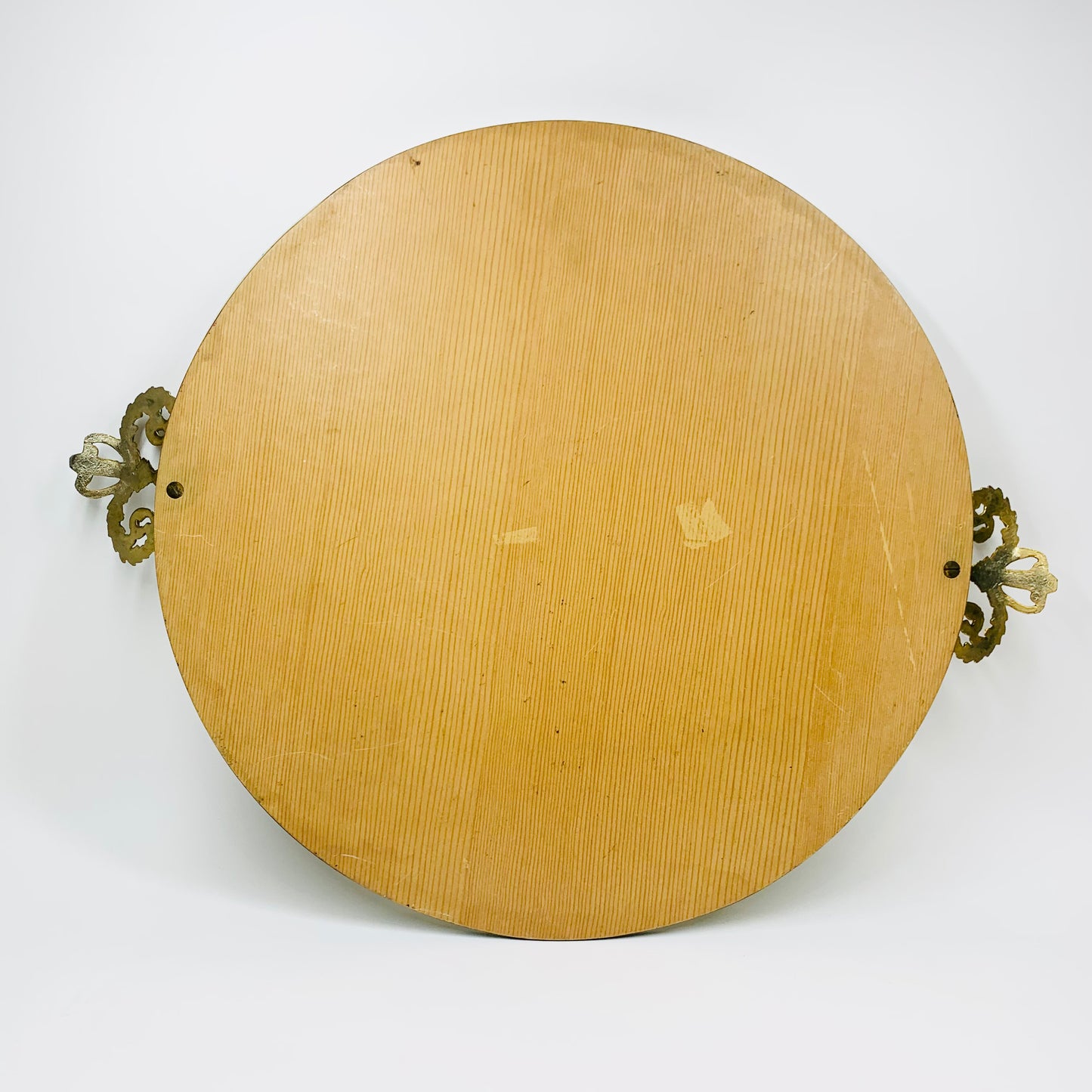 1940s hand etched mirror tray with gold aventurine rope border