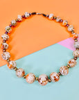 1950s iridescent tie dye ceramic beads necklace