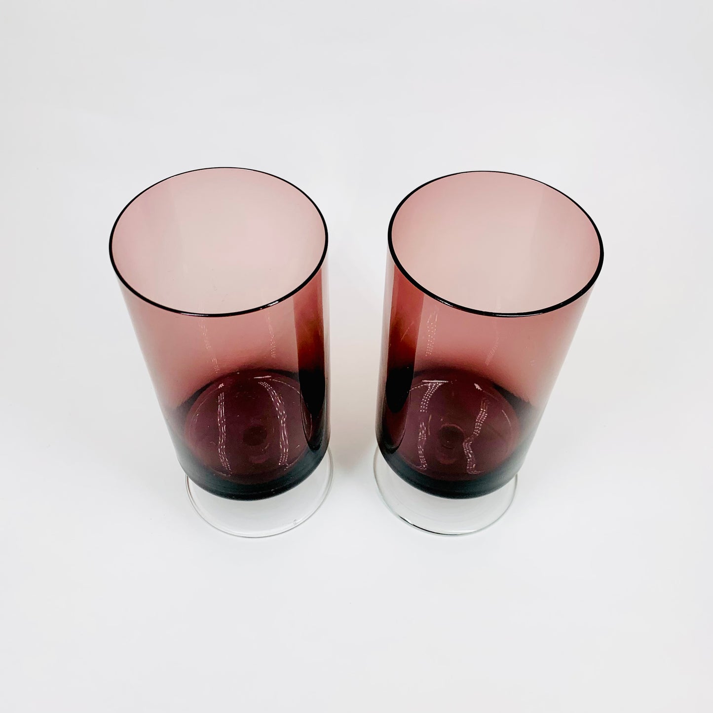 Extremely rare Midcentury amethyst footed highball/wine glasses