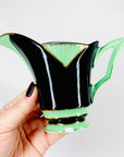 Extremely rare 1920s Victoria Czechoslovakia Art Deco hand painted porcelain coffee cup and matching saucer