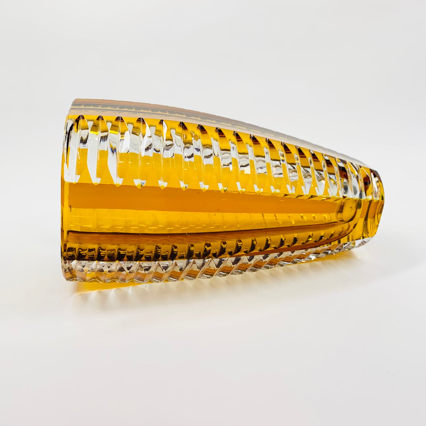 Antique Art Deco gold enamel crystal vase by Karl Palda
