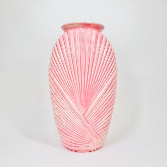 Rare hand painted 1980s Art Deco revival pink porcelain vase