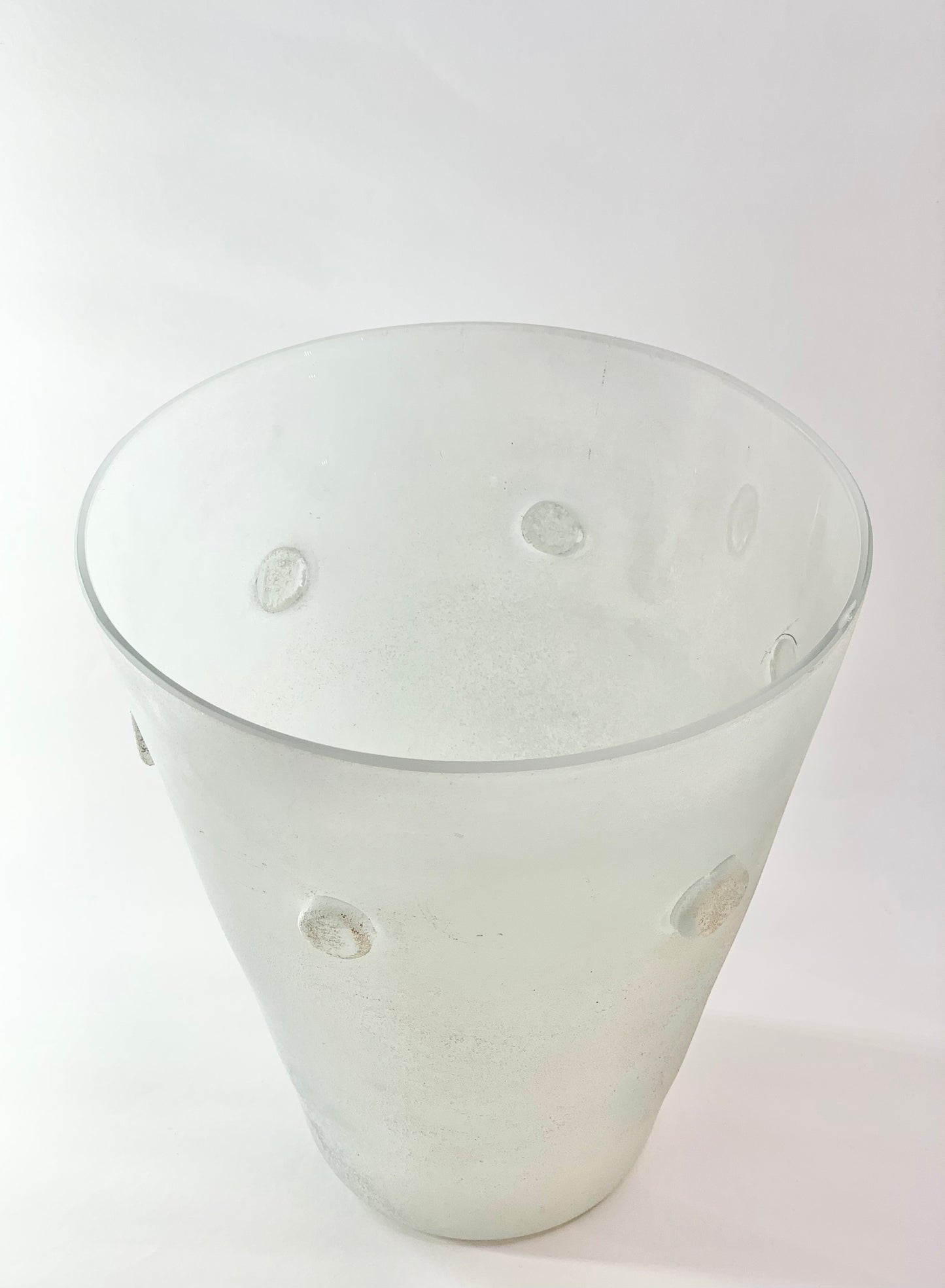 Antique acid washed hand made glass vase