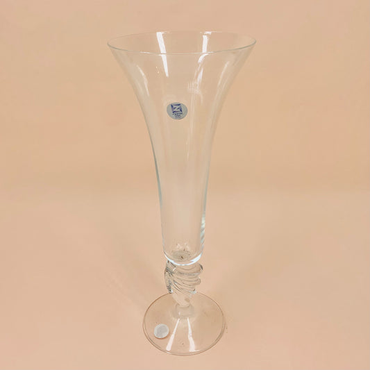 Antique glass with pattern stem footed vase