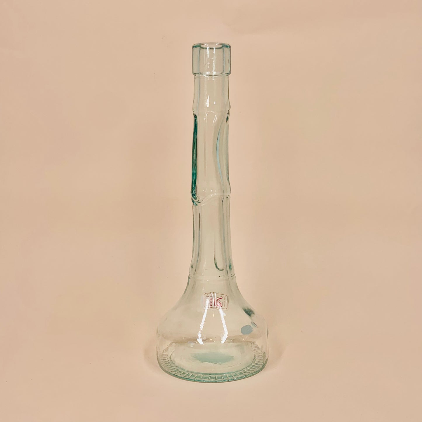 Retro Vetreria Etrussa Italian glass bottle vase with bamboo rings pattern