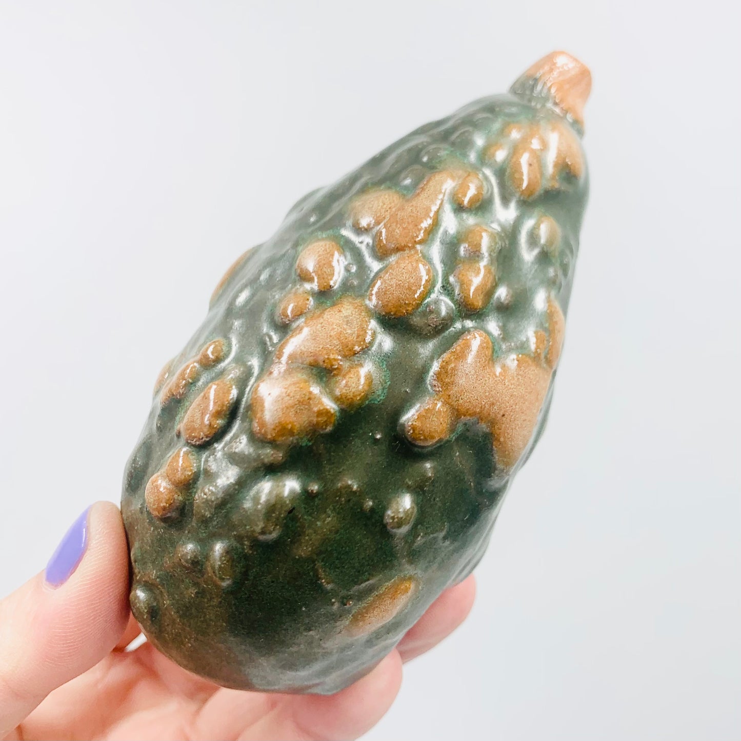 Extremely rare Midcentury hand made pottery Hubbard squash