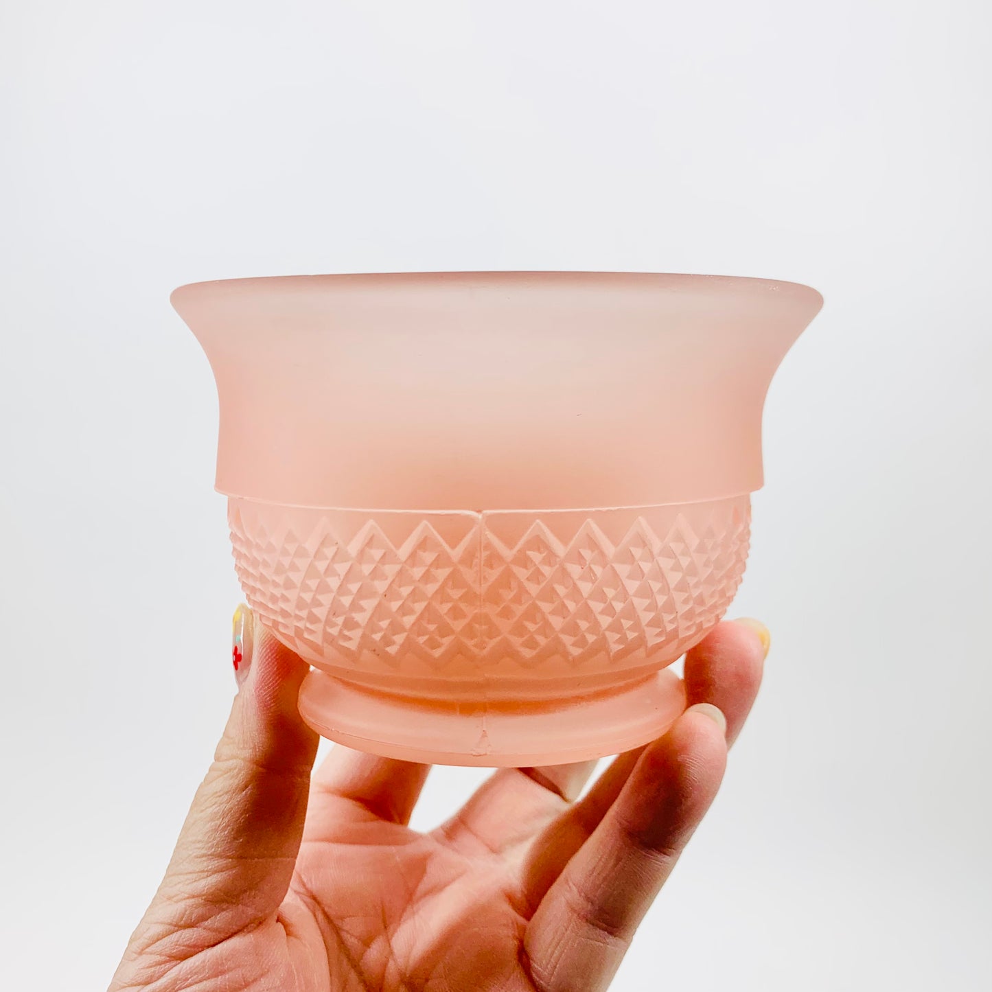 Antique Art Deco pink satin glass mini float bowl
