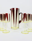 Extremely extremely rare antique Art Deco ruby enamel and citrine glass jug and matching wine glasses set by Karl Palda