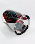 Extremely rare antique Art Deco part satin black and ruby enamel cylinder glass vase by Karl Palda
