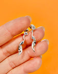 Vintage silver plated twist drop earrings with diamanté