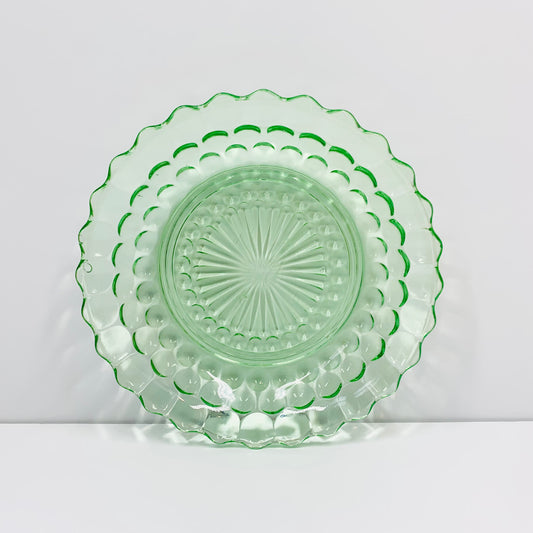 Art Deco green glass shallow bowl