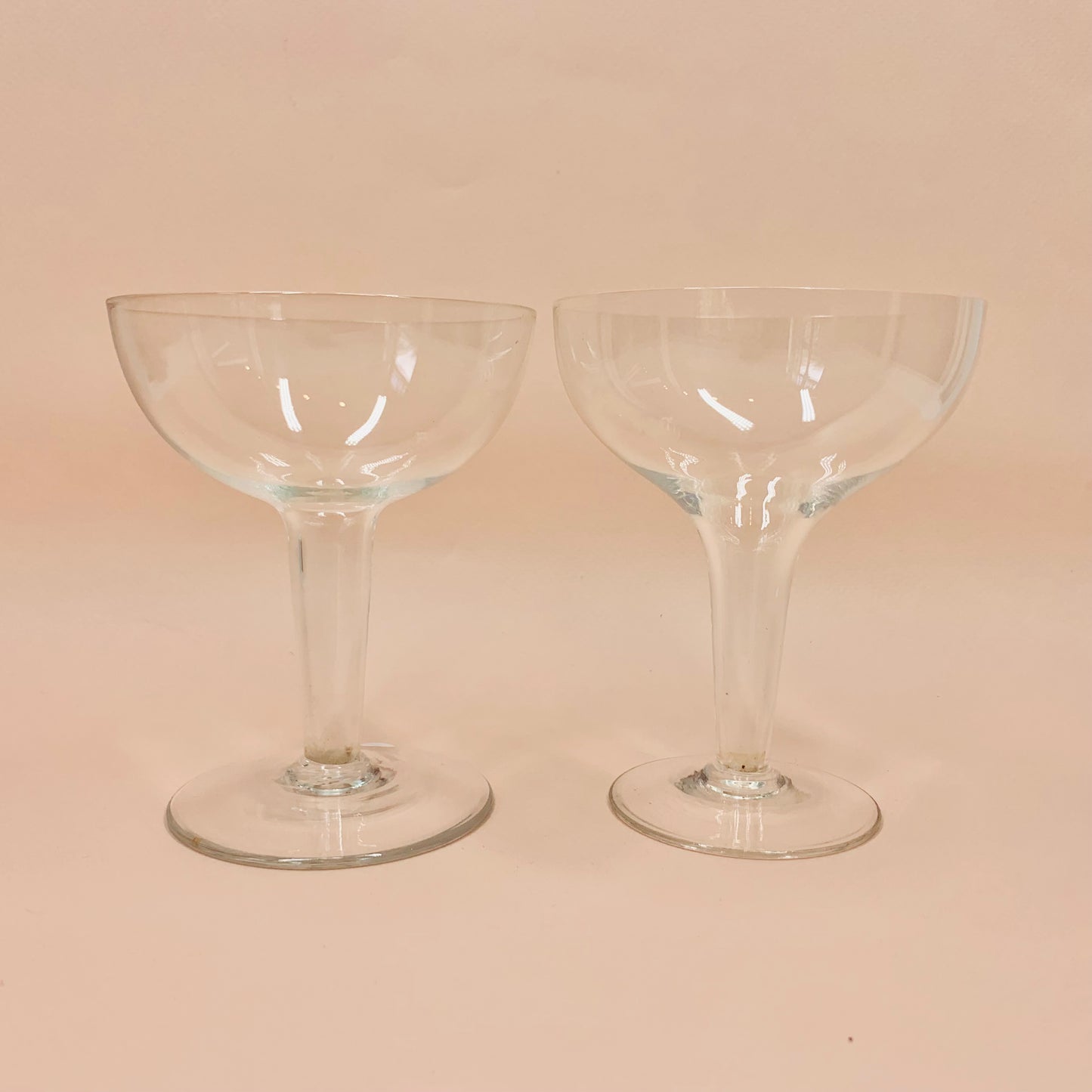 Vintage hollow stem glass champagne coupe