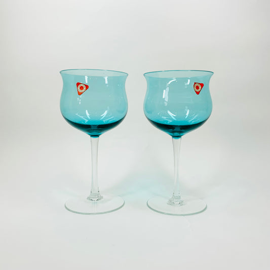 1950s POLISH TURQUOISE WINE GLASSES